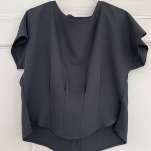 Rachel Comey Cropped Tailored Blouse with Button Back